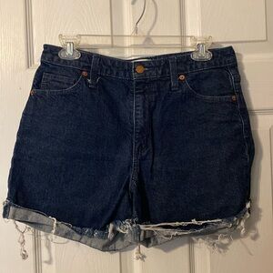 Dark Wash Distressed Denim Shorts